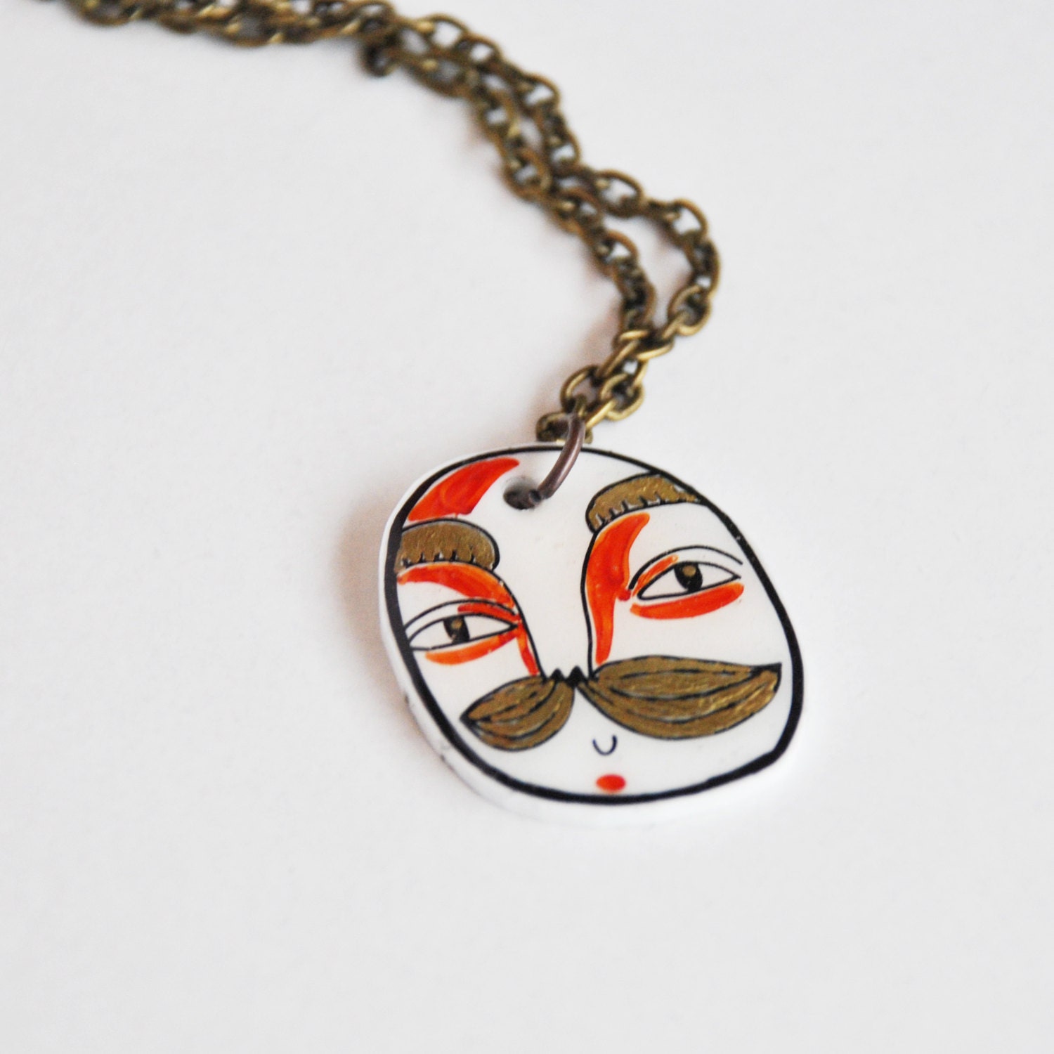 mustache man necklace - plastic charm