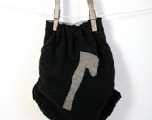 wool diaper cover - organic Nifty Nappy Woolie Wrap - black and grey woodchopper one size wool cloth diaper cover