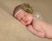 ARTiCHOKE - Green Purple White - Pearl Flower HEADBAND - Fits Babies and Toddlers Photography Prop Boutqiue Infant Newborn