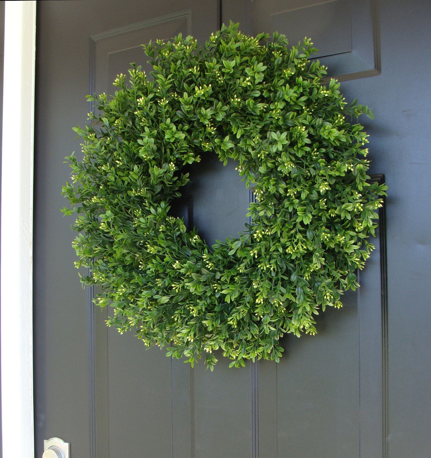 Faux THIN Boxwood Wreath, Storm Door Wreath, Thin Outdoor Wreath,  Front Door Decor, Wedding Wreath, Spring Decor