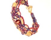 Colorful Hemp Macrame Bracelet  Wood Beads