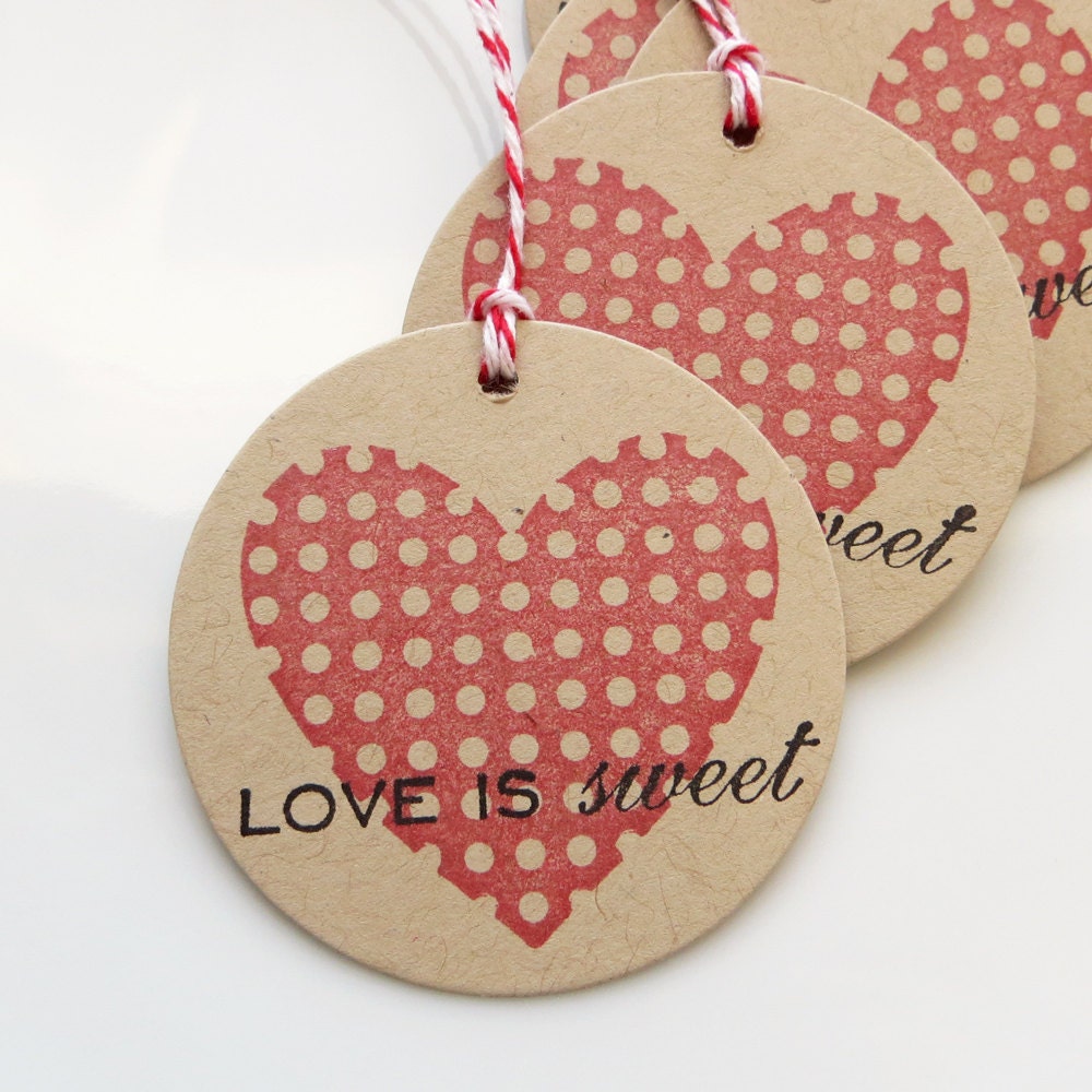 Love is Sweet Tags Heart - Set of 8 - Wedding Favor Tags Bridal Shower Love Tags Il_570xn