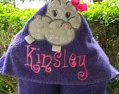 Girl Hippo Kids Hooded bath towel. Beach towel. Personalized Hooded beach towel. birthday gift. baby/toddler/child bath towel