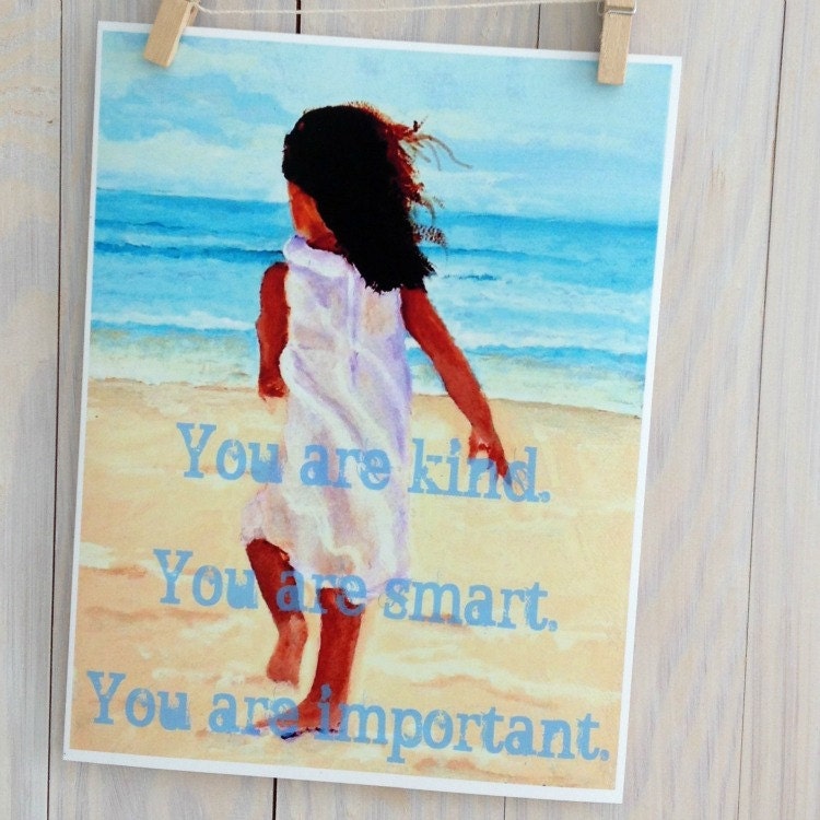 Beach nursery decor- You are kind inspiration quote, baby girl, 8x10 print from acrylic painting by Cathie Carlson