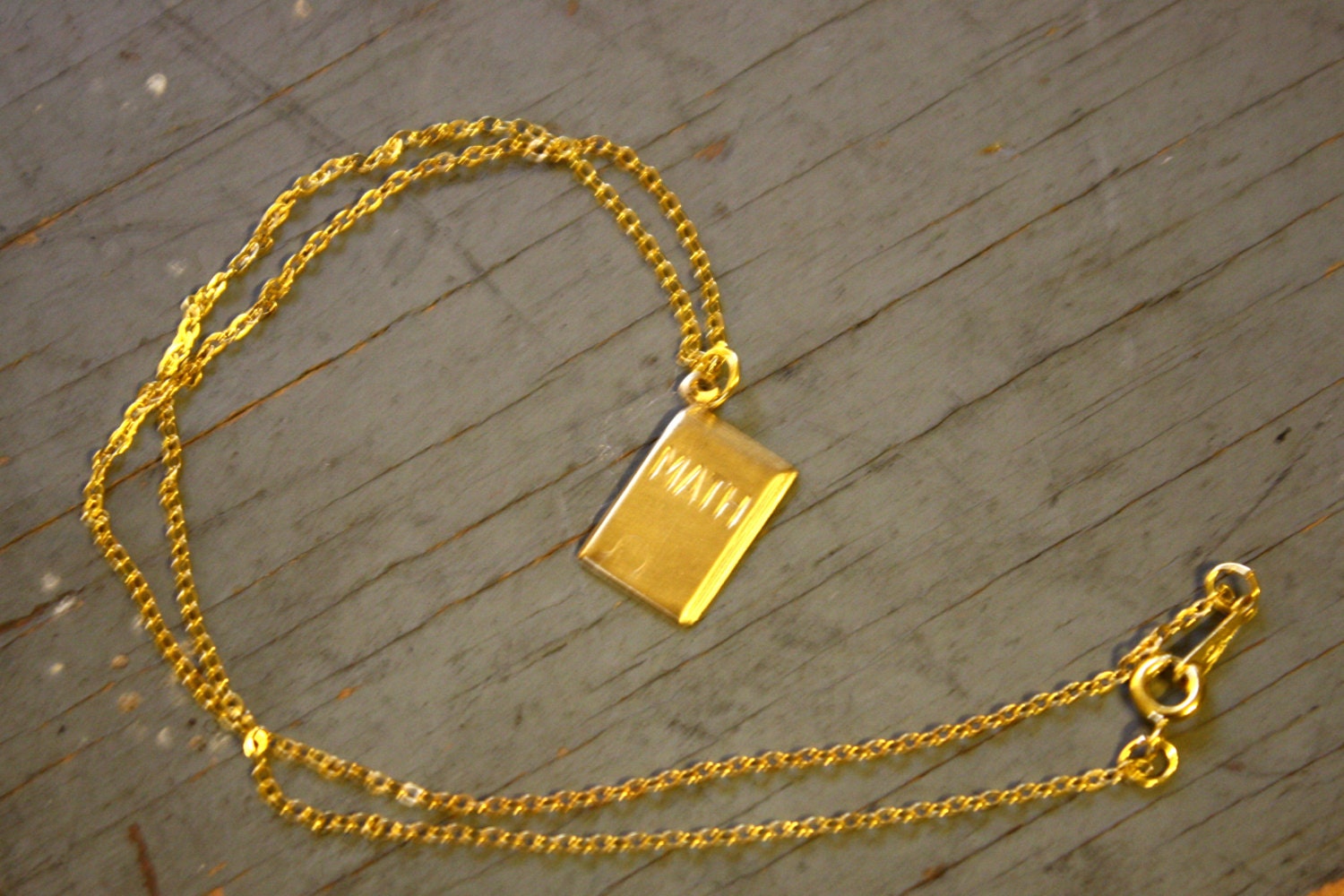 VTG Brass Math Charm on gold plated chain