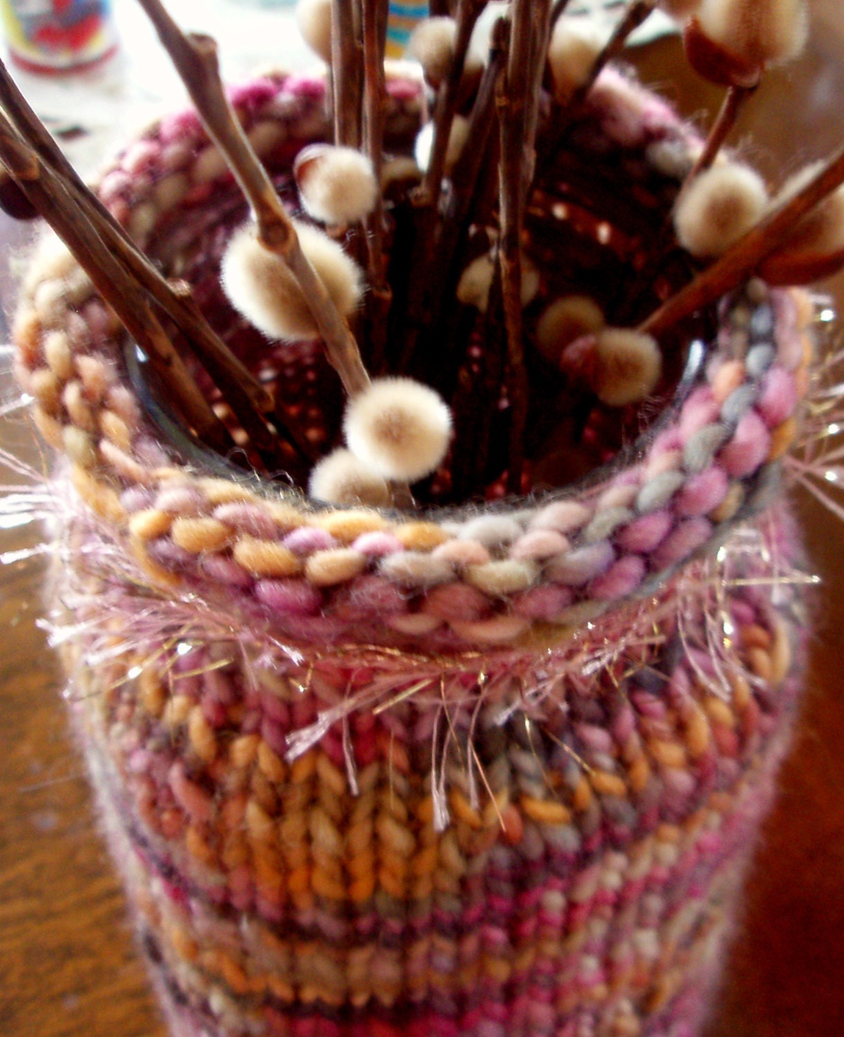 Knitted Vase Cover - One of a Kind Woolen Jar Cover for Flowers, Arrangements, Etc. - Custom Options Available