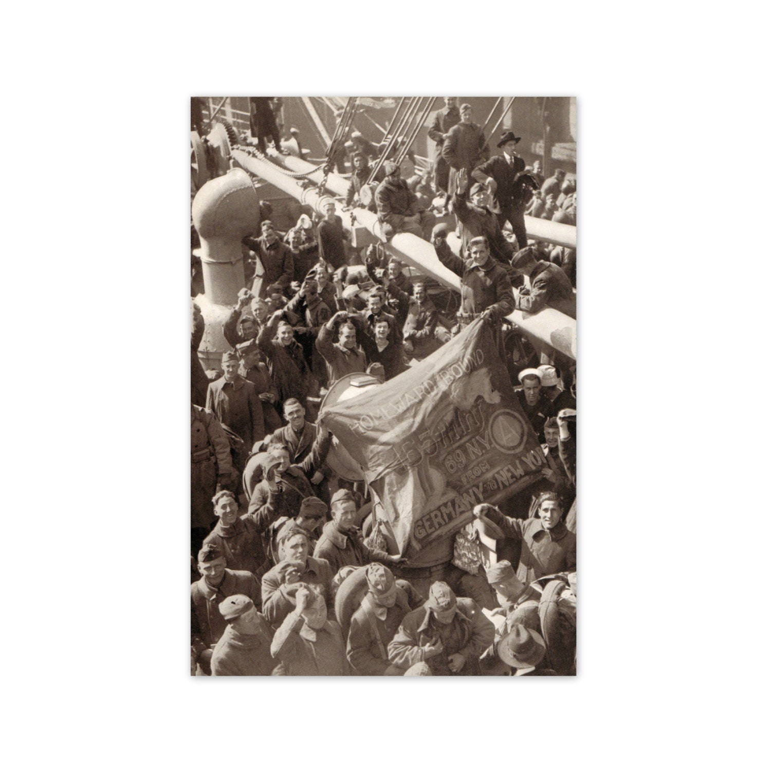 The Men of New York City's 165th Infantry Return Home. Vintage 1970s Art Print. 7.5" x 11". Ready to Frame. (No. 1198)