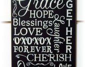 Family  Rules typography wood sign