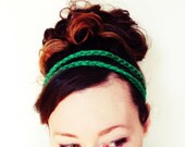 Lucky Girl HEADBAND - Kelly Green, Acrylic Yarn, One Size, Elastic, Wood Bead, Women, Girl, Trendy, Boho, Accessories, Hippie, Yarnival.