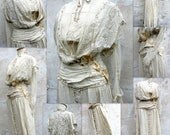 Downton Abbey Ivory Gown with Tulle Embroidery Ruching Tassels and Silk Size Small to Medium