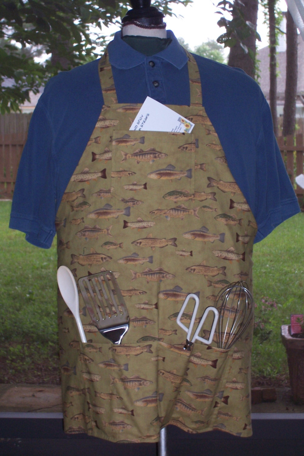 Men's Full Apron - Go Fish - BBQ Style Man