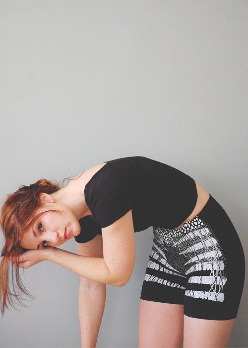 Gazella - Black High Waisted Bike Short - By Bark Decor -  Jersey Spandex Shorts