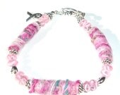 Survivor Jewelry, Fiber Bracelet, Breast Cancer, Awareness Jewelry, Pink Bracelet