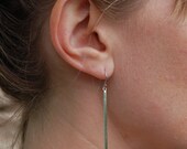 Geometric Modern 14k White Gold Bar Earrings