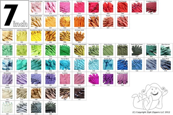 200 YKK Brand 7 Inch Zippers Mix and Match red orange yellow green blue purple pink black white brown gray