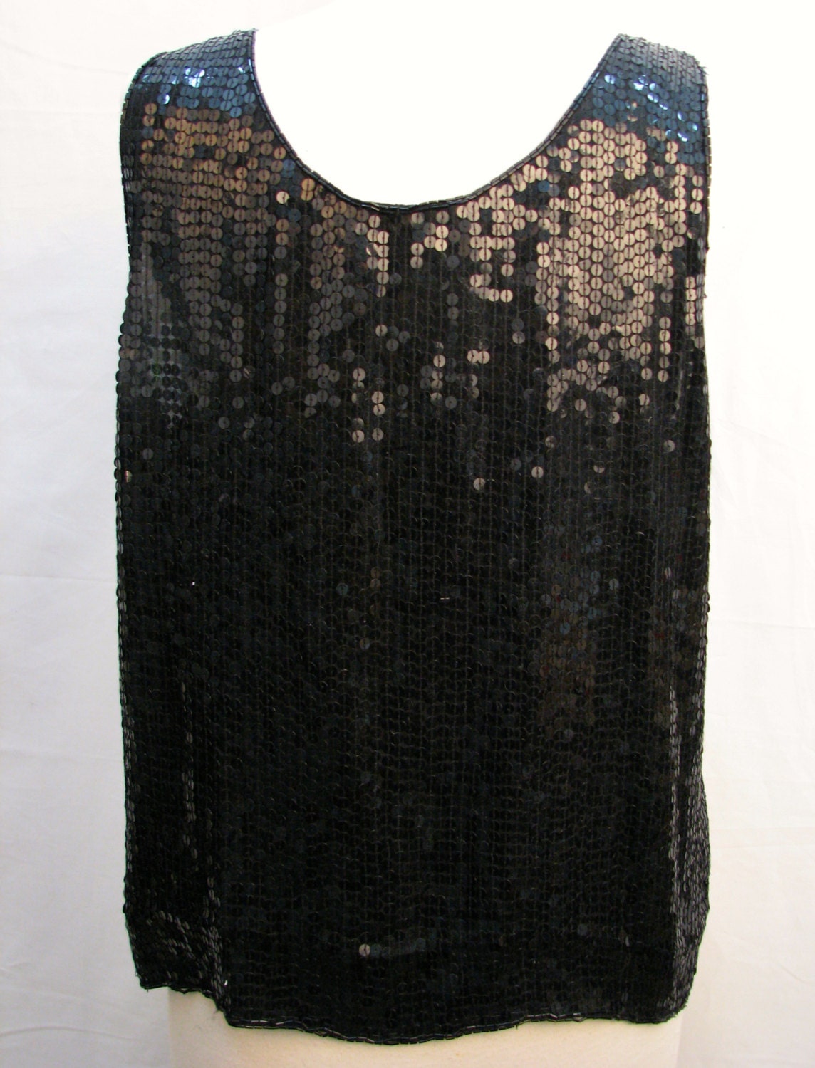 Vintage Sequinned Silk Tank Top