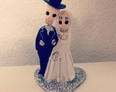 Silver Till Death Do Us Part Dia De Los Muertos Cake Topper - Halloween, Wedding, Engagment Party, Day of the Dead