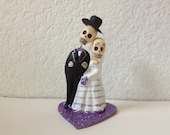 Light Purple Till Death Do Us Part Skeleton Bride and Groom Cake Topper - Halloween, Wedding, Engagment Party, Day of the Dead
