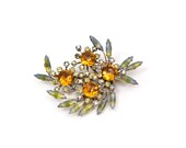 Vintage Rhinestone Floral Brooch