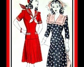 Vintage 1940s- Sailor Gal Nautical Dress- Sewing Pattern- Middy Blouse- Regulation Collar -Patch Pockets- Side Pleats Skirt- Size 18- Rare
