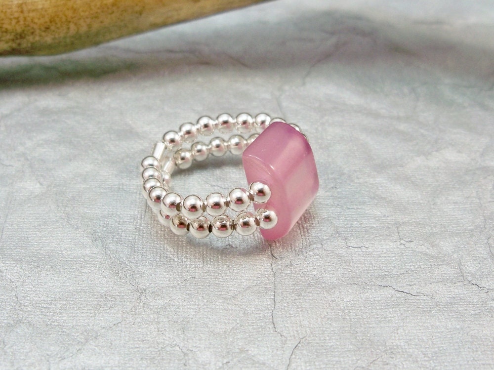 Stretch Band Ring, Pink Stretch Band Ring, Stretchy Ring, Stretchy Handmade Ring, Womens Ring