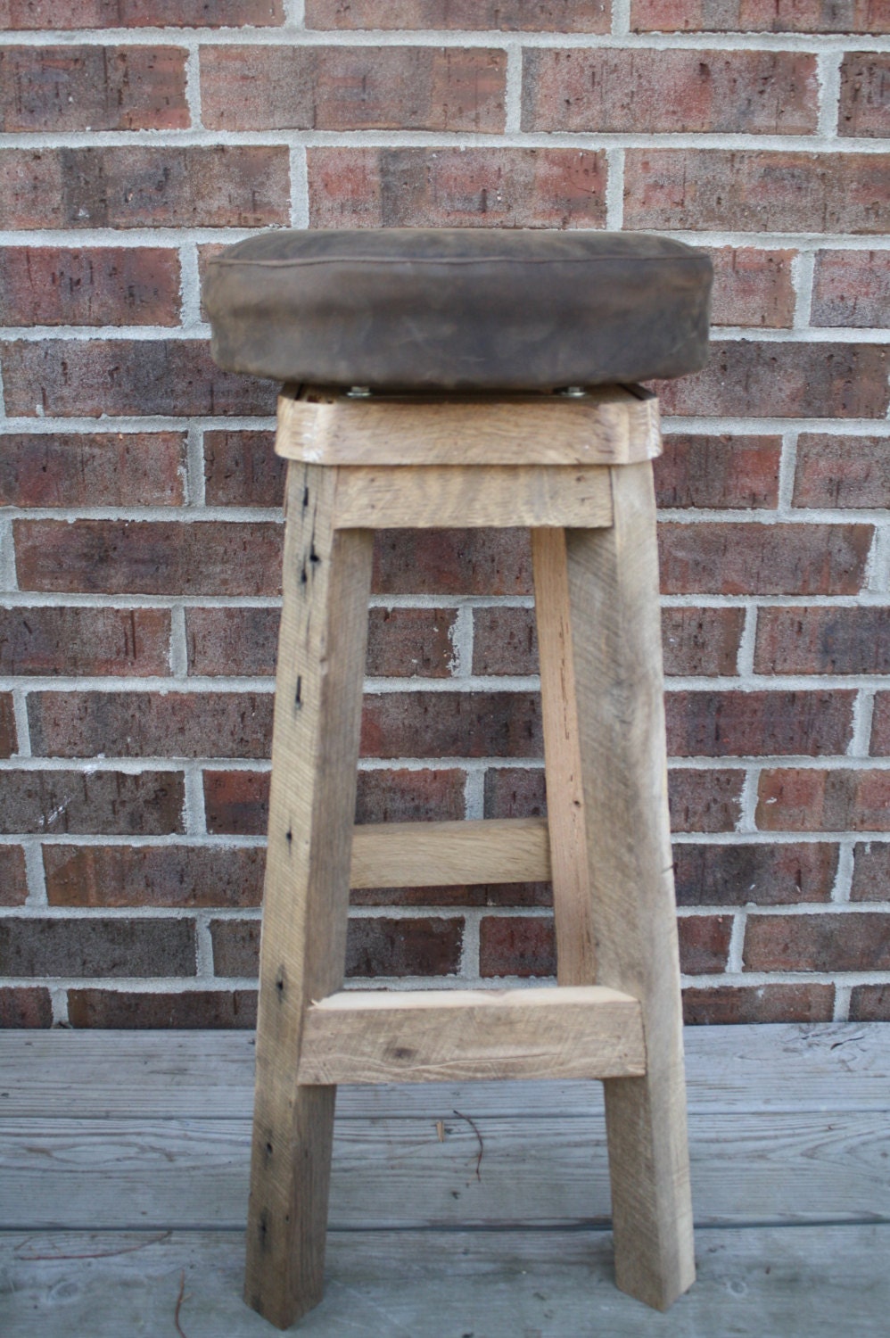 YOUR Custom Reclaimed Rustic and Recycled 24"- 28" Upholstered Round Swivel Stools