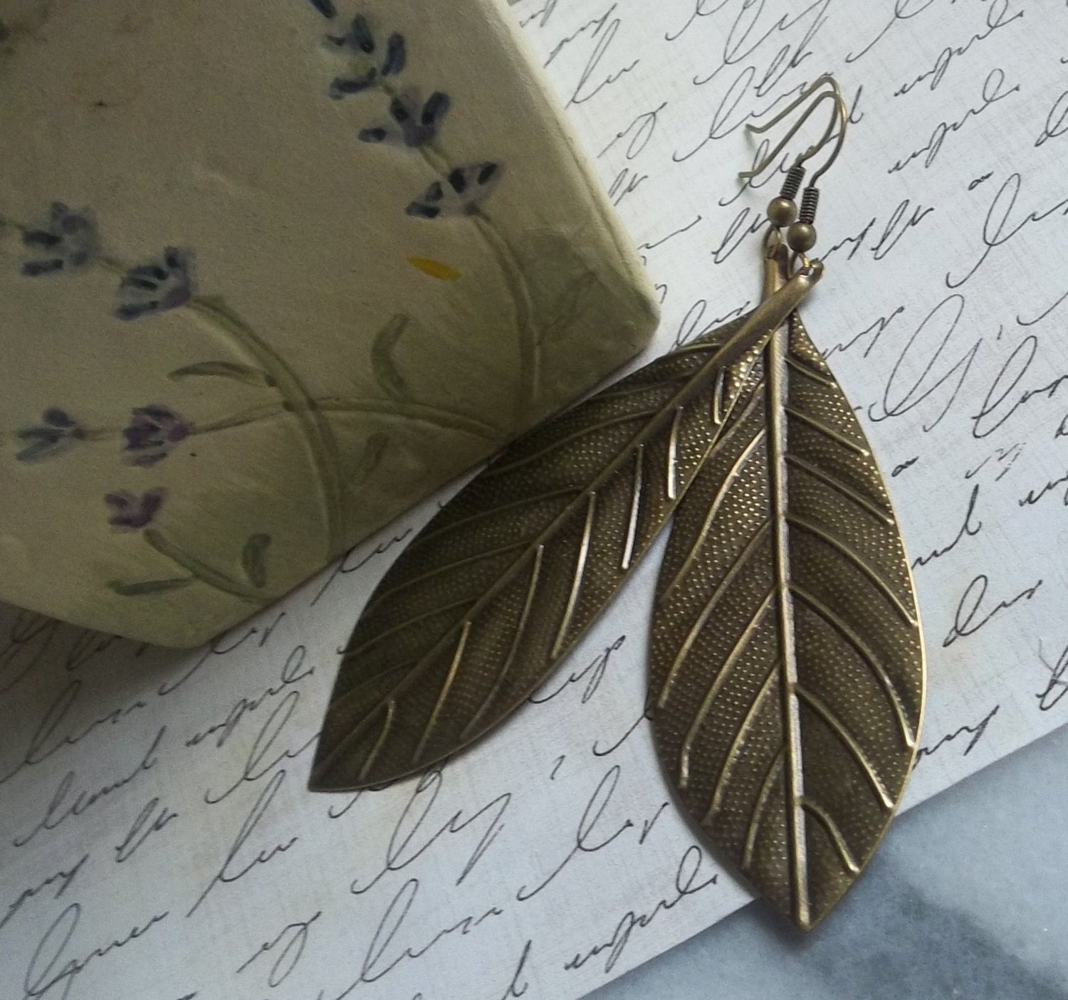 Antique Brass leaf earrings- Fall jewelry minimalist everyday wear lightweight simple Long brass leaf earringsalso avaliable in copper
