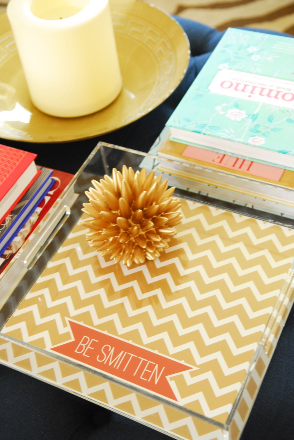 Personalized Lucite Tray - CHEVRON Collection - you pick colors