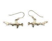 Shark Sterling Silver Earrings - Hammerhead Detailed - InVintageHeaven