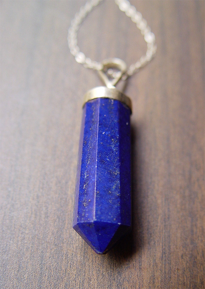 Geometric Lapis Point Necklace - Sterling Silver
