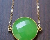 Apple Chrysoprase necklace -  14k gold pendant
