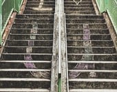 Urban street photography cement stairs portland oregon chalk art love
