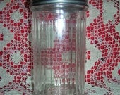 Glass dispenser, container, parmesan cheese, powdered sugar,  vintage, 1950s, retro, old, kitchen table, restaurant, N.Y.C., Genco, .