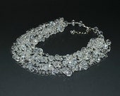 Crystal Crochet Necklace,  Bridal Necklace, Wedding Necklace, Spray Treasure, Fresh Wedding. Multistrand Necklace. Beadwork. Beaded Jewelry