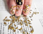 GOLD 4mmx2mm RECTANGLE Metal Studs 100 Pieces Nail Rhinestuds Hotfix