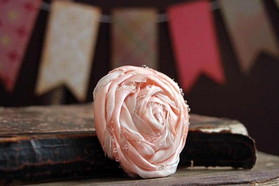 sweet angel - a soft peachy pink and ivory hair adornment