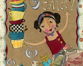Art Print 11x14. I Heart Coffee