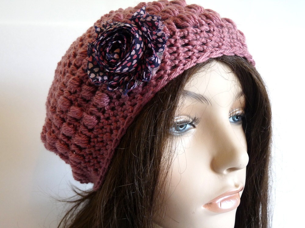 Crochet Eco Friendly Beanie in Rose Pink, Organic Hat