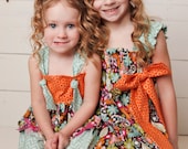 Sister's Set Summer 2013 Full Bloom Collection-Ruffle Sun Dress and Knot Top/Capris-Bright Summer Prints with Ruffles