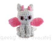 Dragon Amigurumi Crocheted Toy in White and Pink
