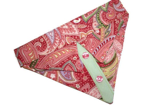 Pastel Paisley Valentine Dog Collar Bandana Sz S M