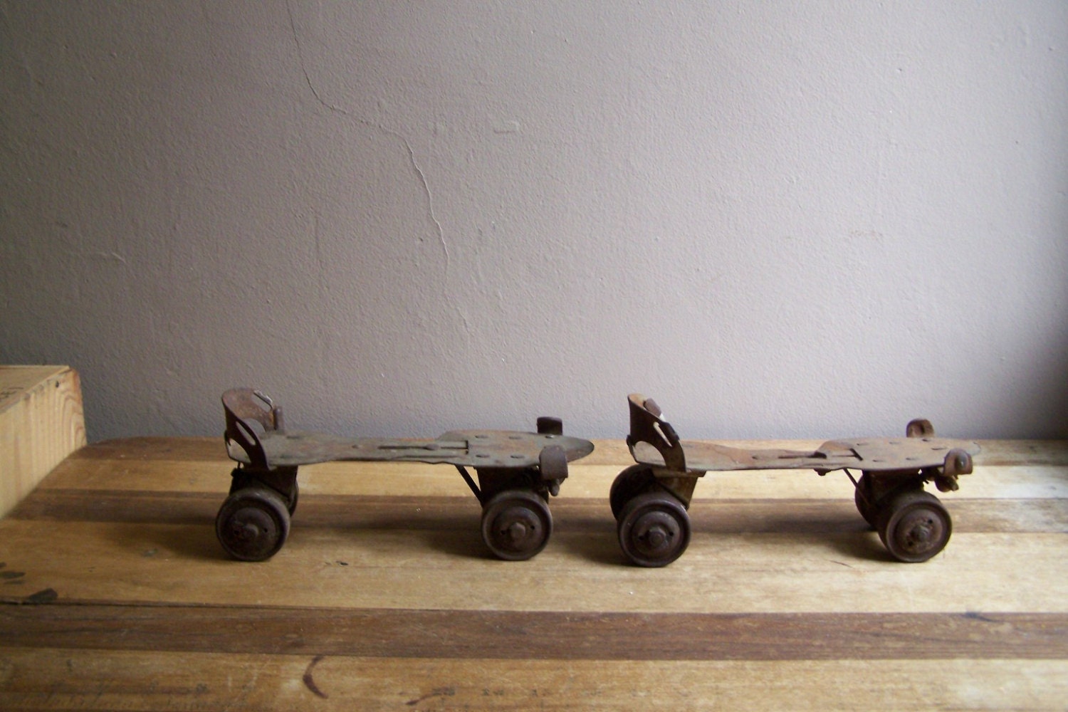Vintage Rusted Rollerskates Industrial Decor Nostalgia