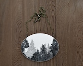 Large Canopy Necklace in Antique Black and Graphite - Sketched Tree Artwork Pendant