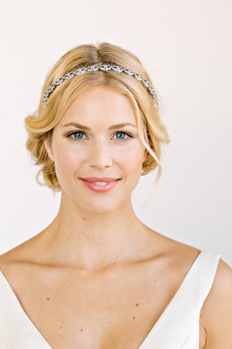 AMELIA Headband -  bridal, rhinestone, crystal, veil, wedding, tiara, headpiece