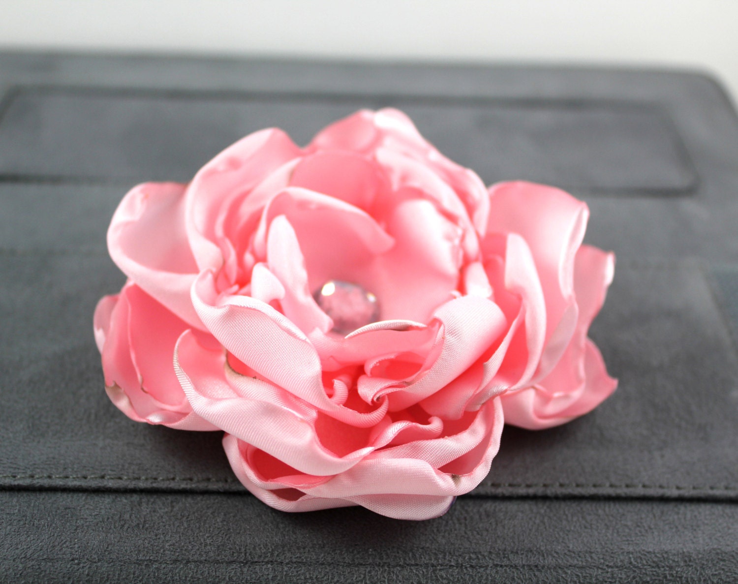 Baby Pink Satin Dog Collar Flower - Wedding Accessory for Pets