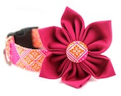Dog Collar Flower Set - Piccadilly in Tangerine - Orange Azalea