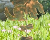 Golden Retriever Dog Angel Pet Memorial Plant Stake Shaking Hands Garden Spike Yard Lawn Ornament Metal Yard Art Animal Outdoor Patio Home