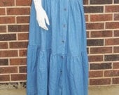 Long Skirt Denim Tiered Prairie Large