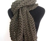 Knit Green Scarf Forest Green Lace Scarf Spring Fashion Scarf Hand Knitted Scarf Vegan Scarf Womens Scarf