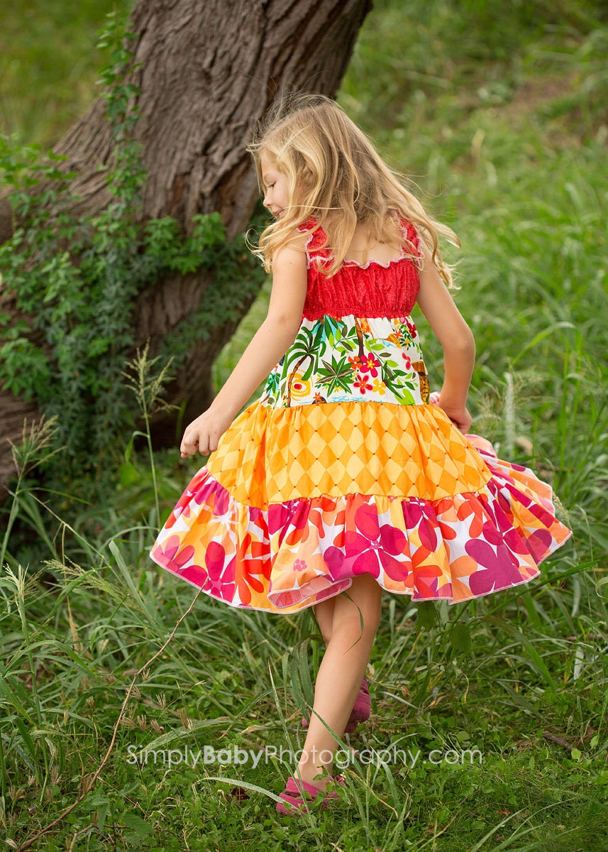 Girls Twirl Dress, Hula and Flowers, by SunLoveShirts